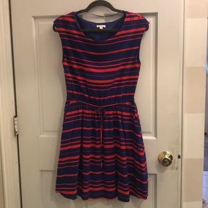 Gap Darcy dress - blue & red stripe with pockets